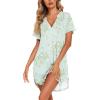 imageEkouaer Nightgowns for Women Button Down Night Gowns Short Sleeve Sleep Shirt V Neck Nightshirt Soft Sleepwear Pajams DressLittle Daisy