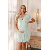 imageEkouaer Nightgowns for Women Button Down Night Gowns Short Sleeve Sleep Shirt V Neck Nightshirt Soft Sleepwear Pajams DressLittle Daisy