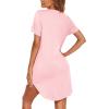 imageEkouaer Nightgowns for Women Button Down Night Gowns Short Sleeve Sleep Shirt V Neck Nightshirt Soft Sleepwear Pajams DressMisty Rose
