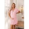 imageEkouaer Nightgowns for Women Button Down Night Gowns Short Sleeve Sleep Shirt V Neck Nightshirt Soft Sleepwear Pajams DressMisty Rose