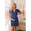 imageEkouaer Nightgowns for Women Button Down Night Gowns Short Sleeve Sleep Shirt V Neck Nightshirt Soft Sleepwear Pajams DressNavy