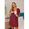 imageEkouaer Nightgowns for Women Button Down Night Gowns Short Sleeve Sleep Shirt V Neck Nightshirt Soft Sleepwear Pajams DressWine Red