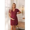 imageEkouaer Nightgowns for Women Button Down Night Gowns Short Sleeve Sleep Shirt V Neck Nightshirt Soft Sleepwear Pajams DressWine Red
