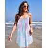 imageEkouaer Nightgowns for Women Spaghetti Strap Sleepwear Sleeveless Sleep Dress with PocketsTie Dye Blue