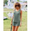 imageEkouaer Womens Pajamas Sleeveless V Neck Pjs Set Ribbed Knit Summer Loungewear Sleepwear SXXLArmy Green