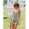 imageEkouaer Womens Pajamas Sleeveless V Neck Pjs Set Ribbed Knit Summer Loungewear Sleepwear SXXLKahki