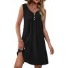 imageEkouaer Nightgown for Women Tank Night Gown Sleeveless Sleep Shirt Button Night Shirt with Pockets Soft Sleep DressAblack