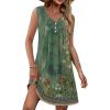 imageEkouaer Nightgown for Women Tank Night Gown Sleeveless Sleep Shirt Button Night Shirt with Pockets Soft Sleep DressAfloral Green
