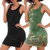 imageEkouaer Sexy Nightgowns for Women Tank Sleeveless Night Gown 2 Pack Sleep Dress Soft Nightdress Chemise Sleepwear SXXXLBlackGreen Floral