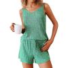 imageEkouaer Womens Pajamas Sleeveless V Neck Pjs Set Ribbed Knit Summer Loungewear Sleepwear SXXLGreen