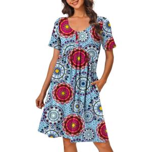 imageEkouaer Womens House Dress Floral Print Nightgown with Pockets Mumu Dress SXXLMandala