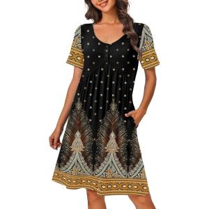 imageEkouaer Womens House Dress Floral Print Nightgown with Pockets Mumu Dress SXXLNavy Blue Floral