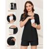 imageEkouaer 3 Piece Postpartum Nursing Pajamas Set Short Sleeve Breastfeeding Shirts Pregnancy Shorts ampamp Pants Maternity PjsBlack