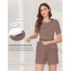 imageEkouaer 3 Piece Postpartum Nursing Pajamas Set Short Sleeve Breastfeeding Shirts Pregnancy Shorts ampamp Pants Maternity PjsBrown