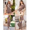 imageEkouaer 3 Piece Postpartum Nursing Pajamas Set Short Sleeve Breastfeeding Shirts Pregnancy Shorts ampamp Pants Maternity PjsBrown