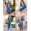 imageEkouaer 3 Piece Postpartum Nursing Pajamas Set Short Sleeve Breastfeeding Shirts Pregnancy Shorts ampamp Pants Maternity PjsDark Blue