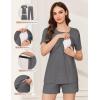 imageEkouaer 3 Piece Postpartum Nursing Pajamas Set Short Sleeve Breastfeeding Shirts Pregnancy Shorts ampamp Pants Maternity PjsDark Gray