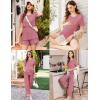 imageEkouaer 3 Piece Postpartum Nursing Pajamas Set Short Sleeve Breastfeeding Shirts Pregnancy Shorts ampamp Pants Maternity PjsGray Purple