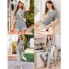 imageEkouaer 3 Piece Postpartum Nursing Pajamas Set Short Sleeve Breastfeeding Shirts Pregnancy Shorts ampamp Pants Maternity PjsGray Stripes