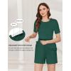 imageEkouaer 3 Piece Postpartum Nursing Pajamas Set Short Sleeve Breastfeeding Shirts Pregnancy Shorts ampamp Pants Maternity PjsLake Green