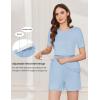 imageEkouaer 3 Piece Postpartum Nursing Pajamas Set Short Sleeve Breastfeeding Shirts Pregnancy Shorts ampamp Pants Maternity PjsLight Blue