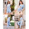imageEkouaer 3 Piece Postpartum Nursing Pajamas Set Short Sleeve Breastfeeding Shirts Pregnancy Shorts ampamp Pants Maternity PjsLight Blue