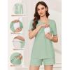 imageEkouaer 3 Piece Postpartum Nursing Pajamas Set Short Sleeve Breastfeeding Shirts Pregnancy Shorts ampamp Pants Maternity PjsLight Green