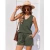 imageEkouaer Pajamas for Women Set Cute Pjs Soft Sleepwear Summer Sleeveless Tops and Shorts Travel Lounge Sets with PocketsArmy Green
