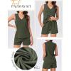 imageEkouaer Pajamas for Women Set Cute Pjs Soft Sleepwear Summer Sleeveless Tops and Shorts Travel Lounge Sets with PocketsArmy Green