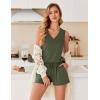 imageEkouaer Pajamas for Women Set Cute Pjs Soft Sleepwear Summer Sleeveless Tops and Shorts Travel Lounge Sets with PocketsArmy Green