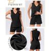 imageEkouaer Pajamas for Women Set Cute Pjs Soft Sleepwear Summer Sleeveless Tops and Shorts Travel Lounge Sets with PocketsBlack