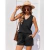 imageEkouaer Pajamas for Women Set Cute Pjs Soft Sleepwear Summer Sleeveless Tops and Shorts Travel Lounge Sets with PocketsBlack