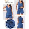 imageEkouaer Pajamas for Women Set Cute Pjs Soft Sleepwear Summer Sleeveless Tops and Shorts Travel Lounge Sets with PocketsBlue