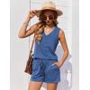 imageEkouaer Pajamas for Women Set Cute Pjs Soft Sleepwear Summer Sleeveless Tops and Shorts Travel Lounge Sets with PocketsBlue
