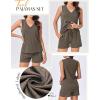 imageEkouaer Pajamas for Women Set Cute Pjs Soft Sleepwear Summer Sleeveless Tops and Shorts Travel Lounge Sets with PocketsBrown
