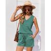 imageEkouaer Pajamas for Women Set Cute Pjs Soft Sleepwear Summer Sleeveless Tops and Shorts Travel Lounge Sets with PocketsGreen
