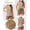 imageEkouaer Pajamas for Women Set Cute Pjs Soft Sleepwear Summer Sleeveless Tops and Shorts Travel Lounge Sets with PocketsKhaki Leopard
