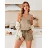 imageEkouaer Pajamas for Women Set Cute Pjs Soft Sleepwear Summer Sleeveless Tops and Shorts Travel Lounge Sets with PocketsKhaki Leopard