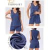imageEkouaer Pajamas for Women Set Cute Pjs Soft Sleepwear Summer Sleeveless Tops and Shorts Travel Lounge Sets with PocketsNavy Blue