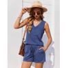 imageEkouaer Pajamas for Women Set Cute Pjs Soft Sleepwear Summer Sleeveless Tops and Shorts Travel Lounge Sets with PocketsNavy Blue