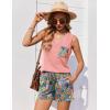 imageEkouaer Pajamas for Women Set Cute Pjs Soft Sleepwear Summer Sleeveless Tops and Shorts Travel Lounge Sets with PocketsOrange Pink Floral