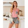 imageEkouaer Pajamas for Women Set Cute Pjs Soft Sleepwear Summer Sleeveless Tops and Shorts Travel Lounge Sets with PocketsOrange Pink Floral