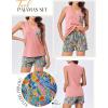 imageEkouaer Pajamas for Women Set Cute Pjs Soft Sleepwear Summer Sleeveless Tops and Shorts Travel Lounge Sets with PocketsOrange Pink Floral
