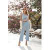 imageEkouaer Womens 2 Piece Lounge Set 2025 Summer Matching Sets Sleeveless Vneck Tank Top Long Pants Pajamas Knit OutfitsClear Blue