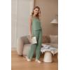 imageEkouaer Womens 2 Piece Lounge Set 2025 Summer Matching Sets Sleeveless Vneck Tank Top Long Pants Pajamas Knit OutfitsDark Army Green