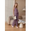 imageEkouaer Womens 2 Piece Lounge Set 2025 Summer Matching Sets Sleeveless Vneck Tank Top Long Pants Pajamas Knit OutfitsDark Purple