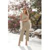 imageEkouaer Womens 2 Piece Lounge Set 2025 Summer Matching Sets Sleeveless Vneck Tank Top Long Pants Pajamas Knit OutfitsKhaki