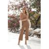 imageEkouaer Womens 2 Piece Lounge Set 2025 Summer Matching Sets Sleeveless Vneck Tank Top Long Pants Pajamas Knit OutfitsLight Brown