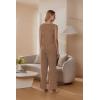 imageEkouaer Womens 2 Piece Lounge Set 2025 Summer Matching Sets Sleeveless Vneck Tank Top Long Pants Pajamas Knit OutfitsLight Brown