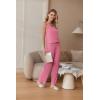 imageEkouaer Womens 2 Piece Lounge Set 2025 Summer Matching Sets Sleeveless Vneck Tank Top Long Pants Pajamas Knit OutfitsRose Red
